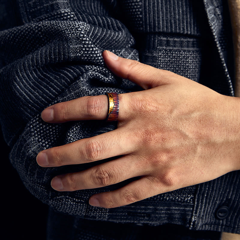 WorldNorse Handcrafted 999 Silver Iridescent Textured Hammered Ring - image 1