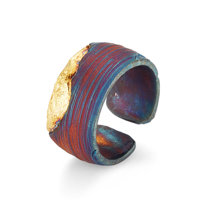 WorldNorse 999 Sterling Gold Artisan Iridescent Streaked Ring - image 4