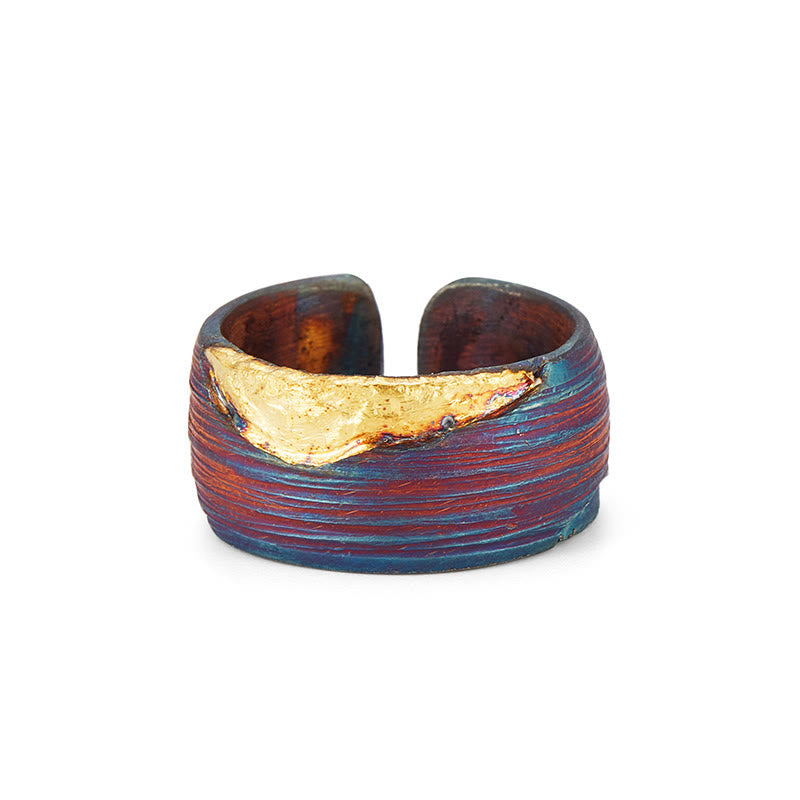 WorldNorse Handcrafted 999 Gold Artisan Iridescent Streaked Ring - image 2