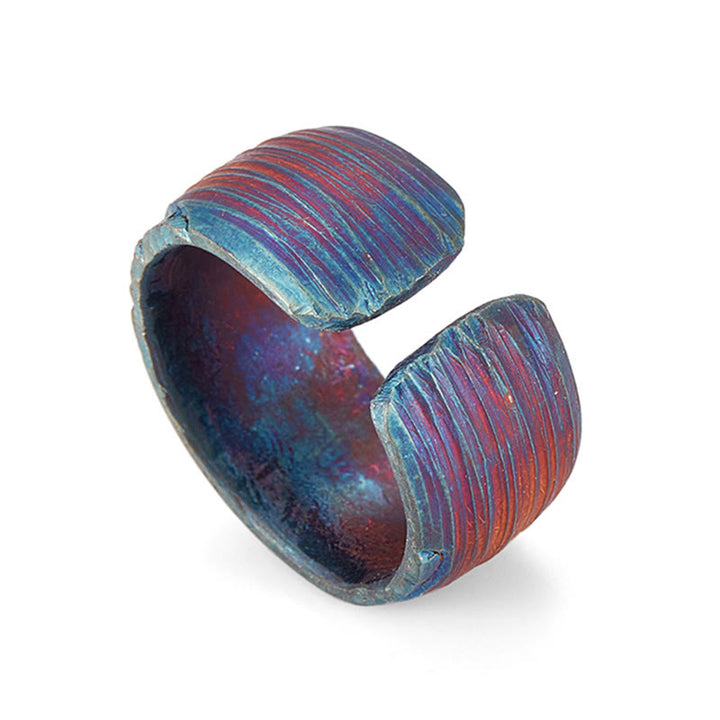 WorldNorse 999 Sterling Gold Artisan Iridescent Streaked Ring - image 5