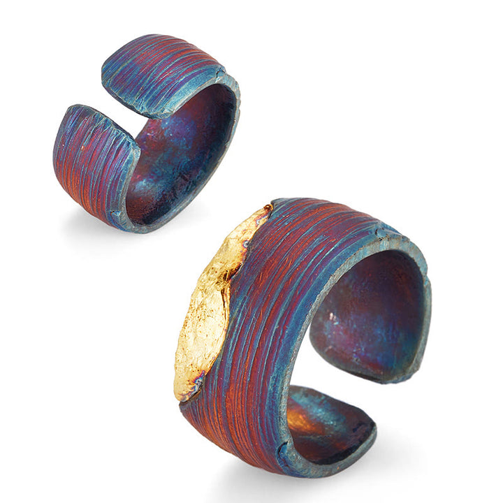 WorldNorse Handcrafted 999 Gold Artisan Iridescent Streaked Ring - image 6