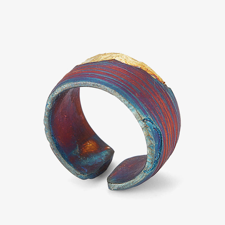 WorldNorse 999 Sterling Gold Artisan Iridescent Streaked Ring - image 3