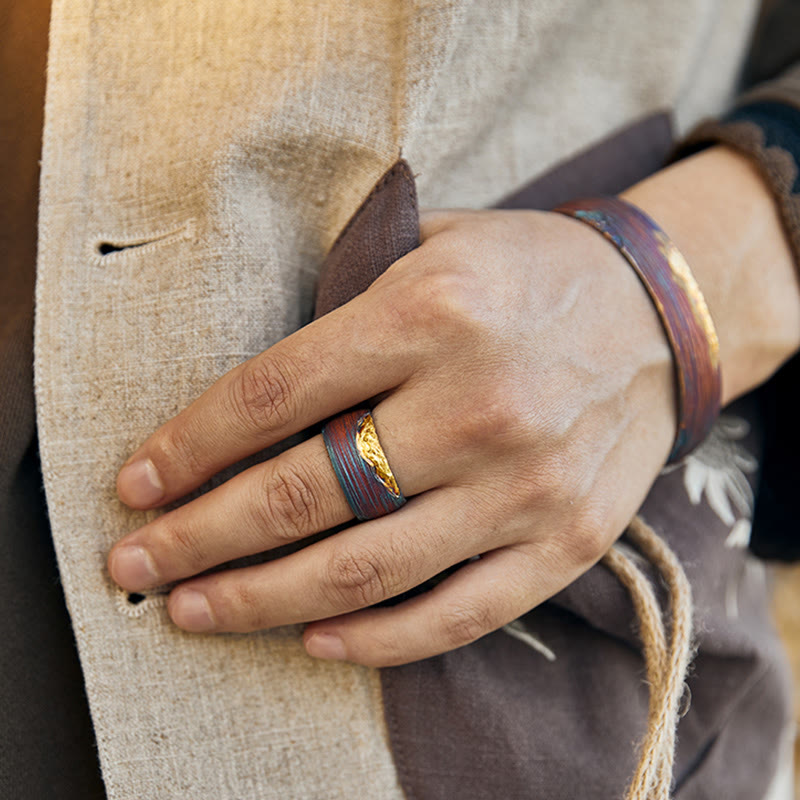 WorldNorse 999 Sterling Gold Artisan Iridescent Streaked Ring - image 7