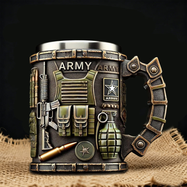 WorldNorse Artisan Textured Gear Embossed Mug - Army - image 0