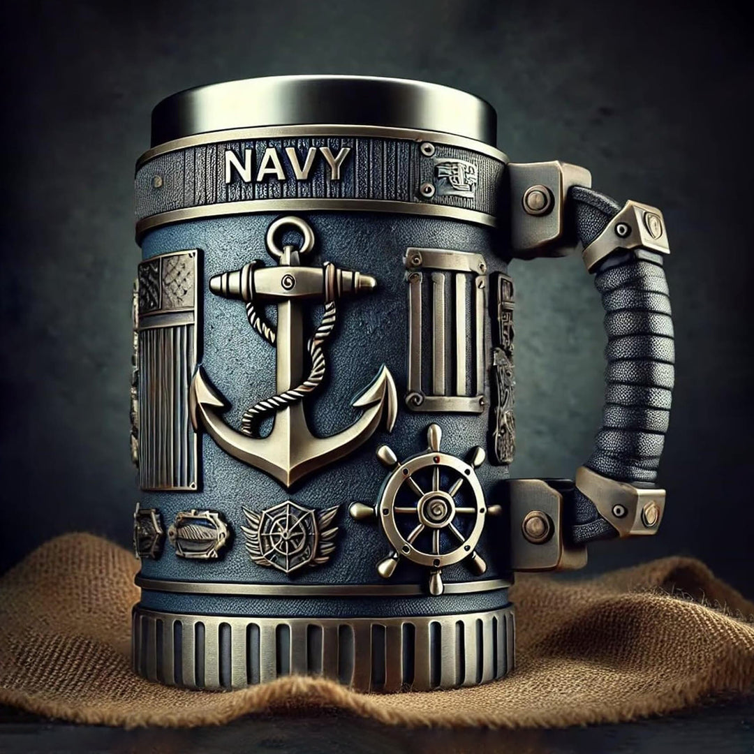 WorldNorse Artisan Textured Gear Embossed Mug - Navy - image 2