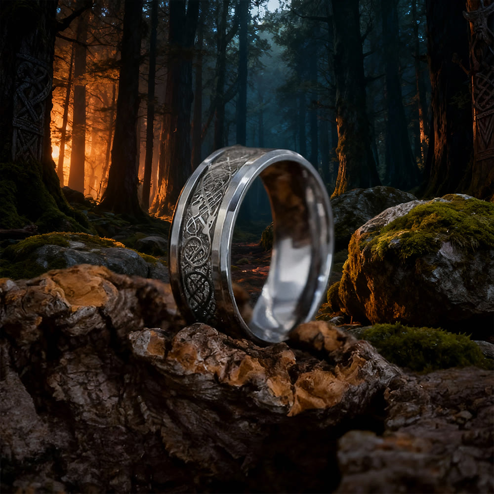 FREE Today: Tungsten Carbide Celtic with Dragon Ring - Silver - US 12 - image 5