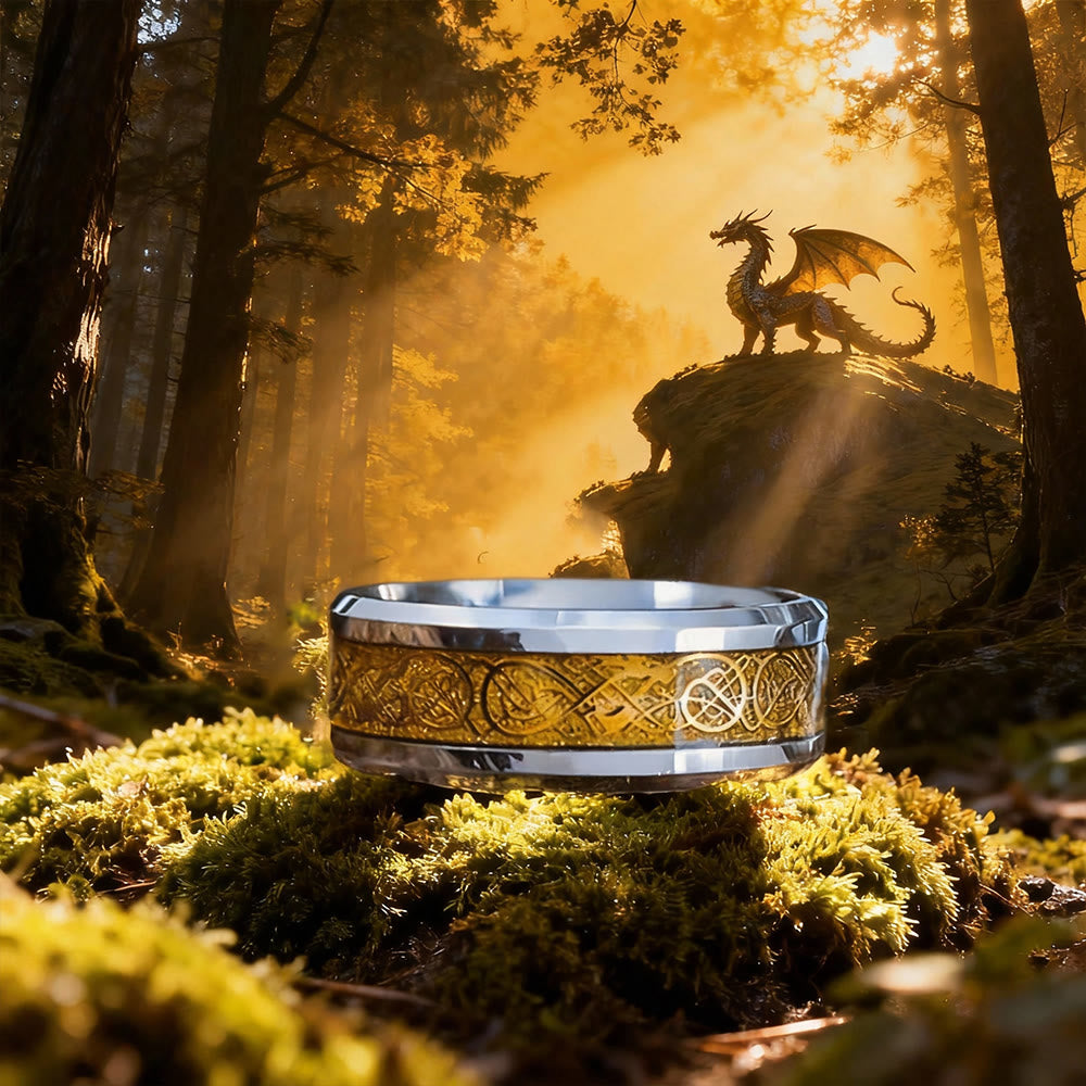 WorldNorse Tungsten Carbide Celtic with Dragon Ring - image 3