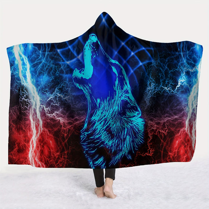WorldNorse Storm Howling Wolf Hooded Blanket - image 2