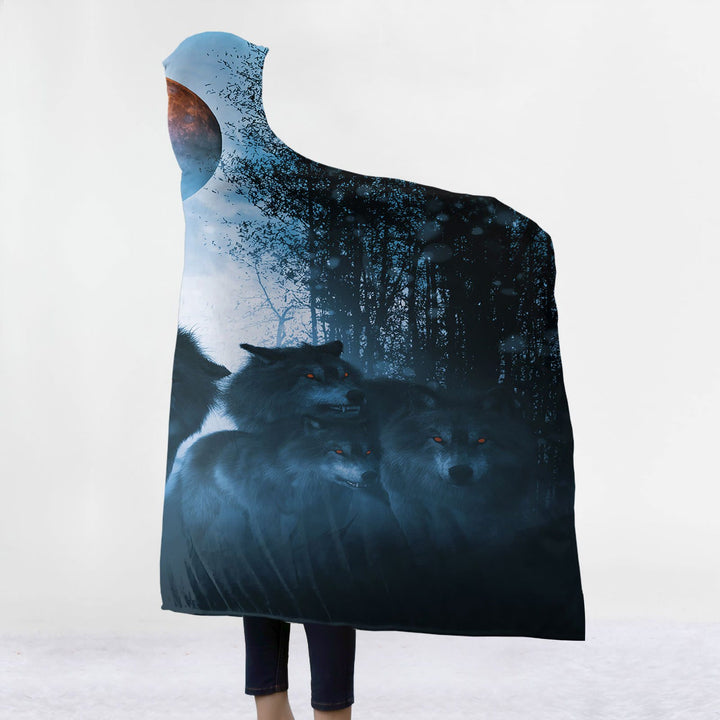 WorldNorse Shadowed Grove Wolf Hooded Blanket - image 2