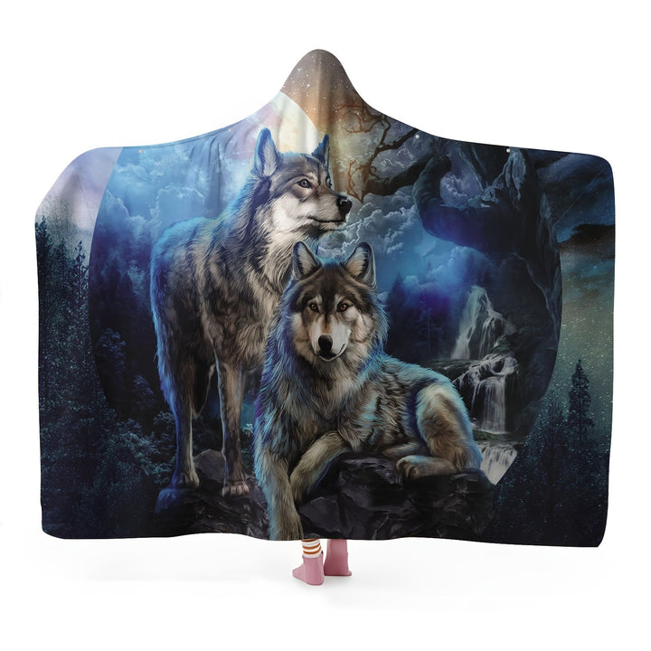 WorldNorse Nebula Grove Wolf Hooded Blanket - 150x200cm - image 1