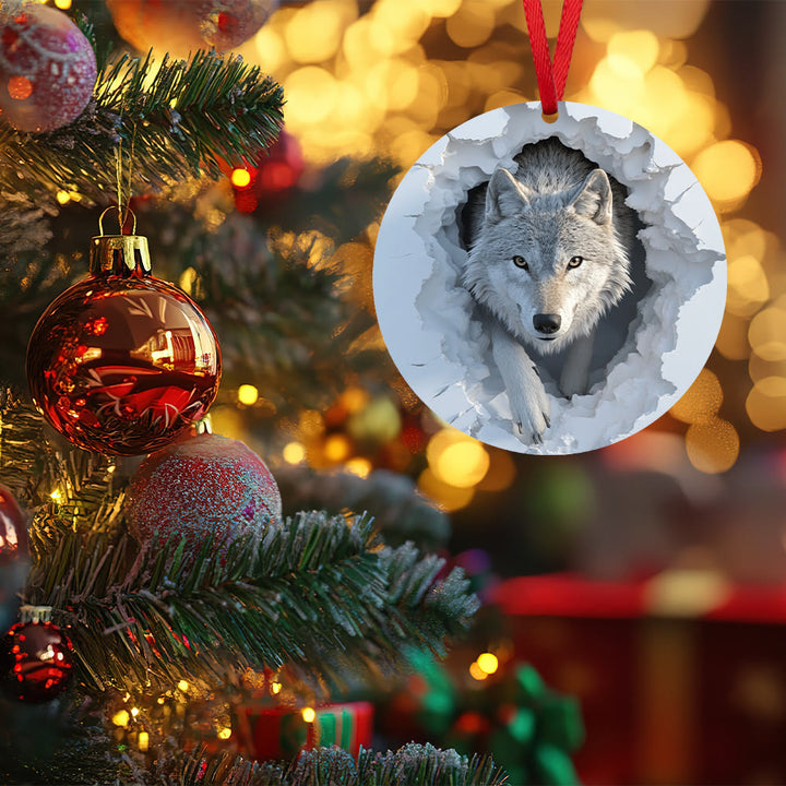 WorldNorse Shattered Frostscape Wolf Christmas Hanging Ornament - image 4