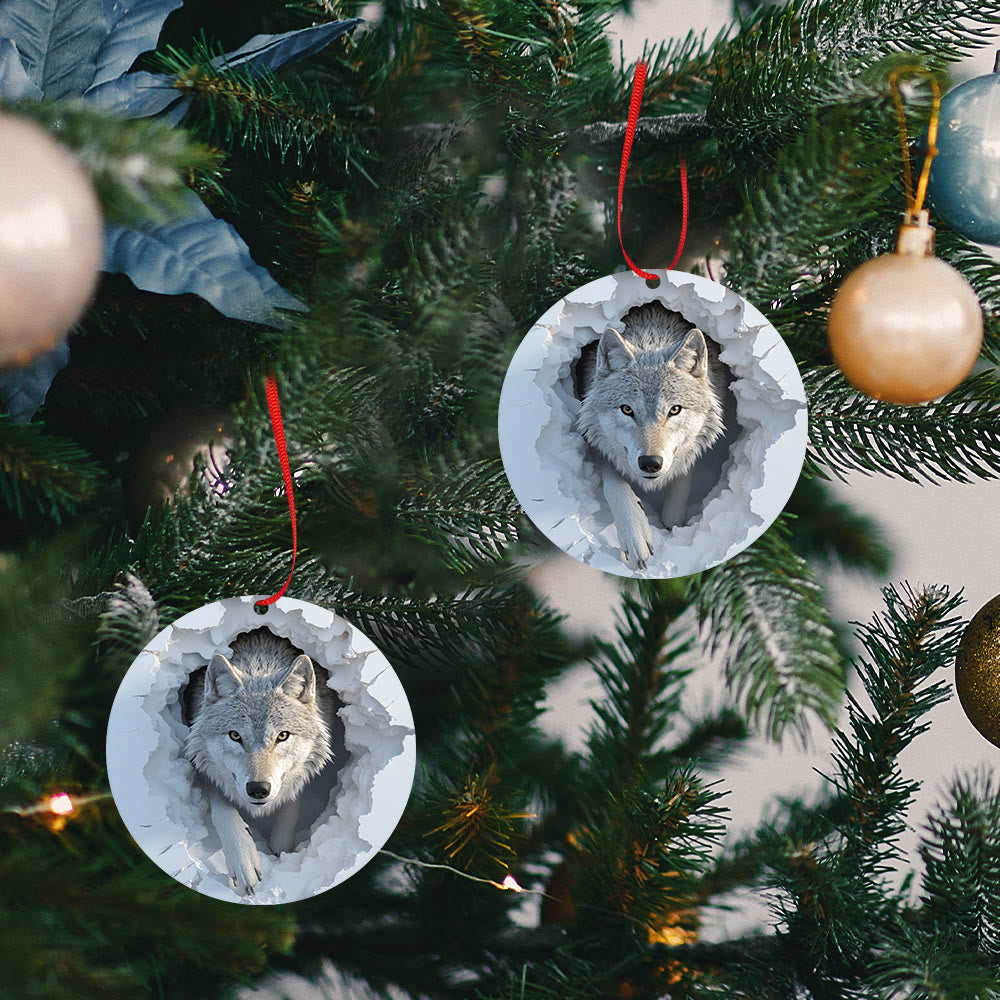 WorldNorse Shattered Frostscape Wolf Christmas Hanging Ornament - image 3
