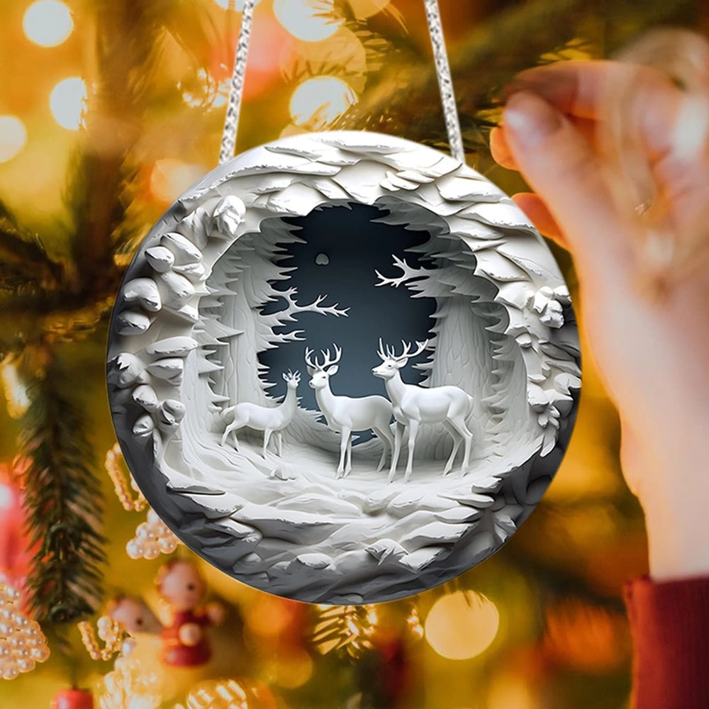 WorldNorse Moonlit Frostwood Deer Christmas Hanging Ornament - image 1