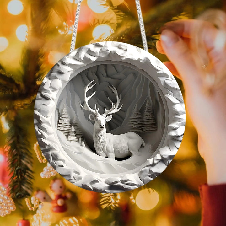 WorldNorse Frosted Snowdune Deer Christmas Hanging Ornament - Snowscape Deer - image 0