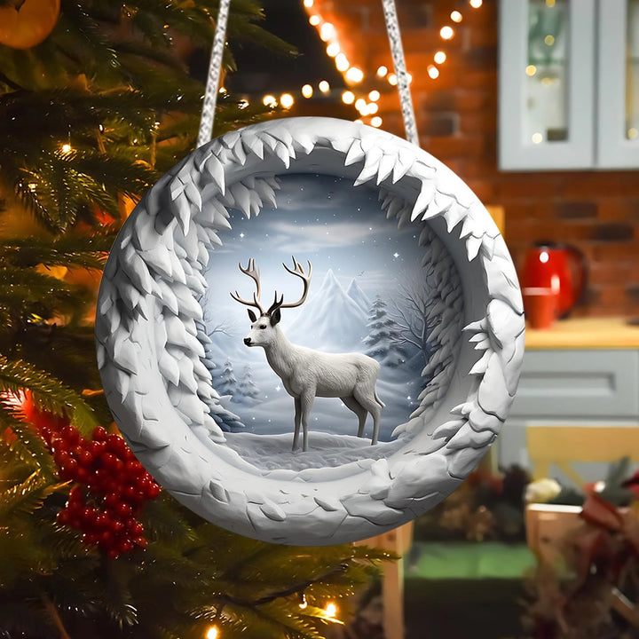 WorldNorse Starry Snow Mountain Deer Christmas Hanging Ornament - image 1
