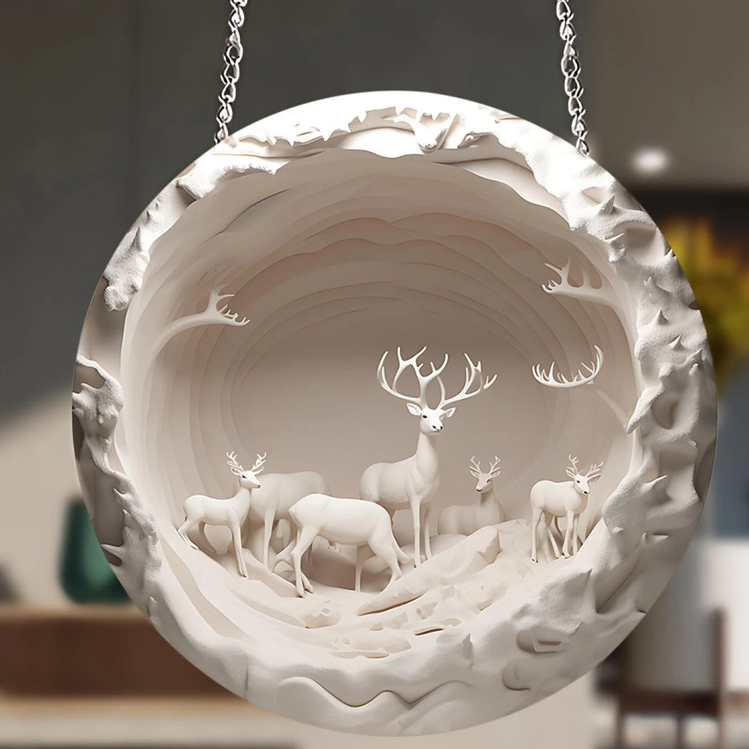 WorldNorse Textured Ivory Cave Deer Christmas Hanging Ornament - image 3