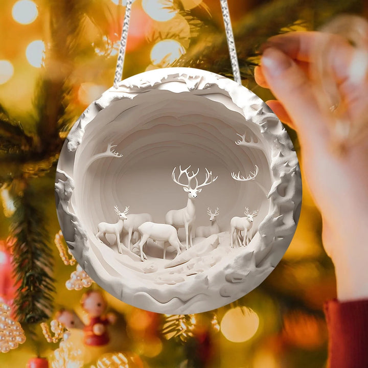 WorldNorse Textured Ivory Cave Deer Christmas Hanging Ornament - Textured Cave Deer - image 0