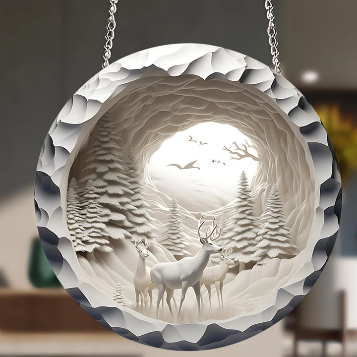 WorldNorse Tunnel Vista Snow Deer Christmas Hanging Ornament - image 3