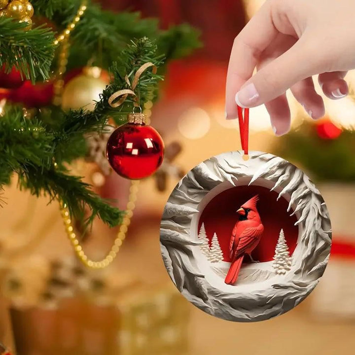 WorldNorse Textured Winterwood Cardinal Christmas Hanging Ornament - image 1
