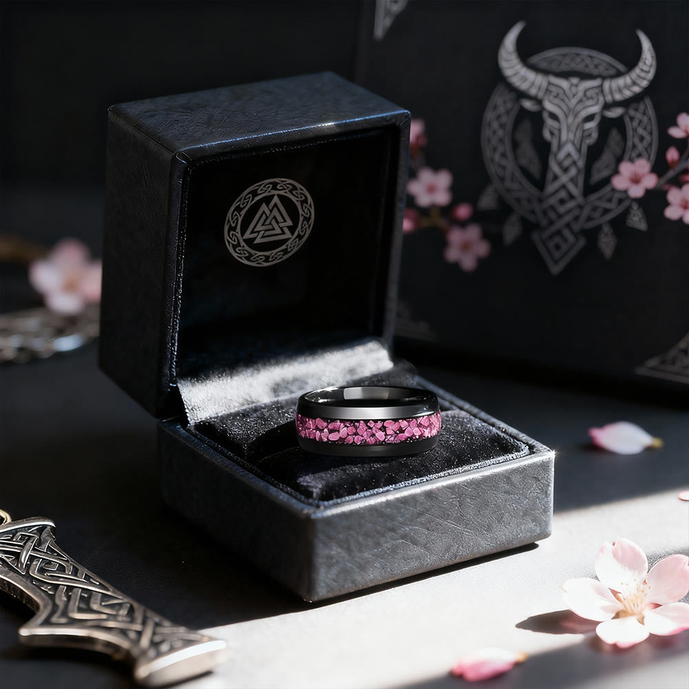 FREE Today: 8mm Men Peach Petal Inlay Black Ring - image 4