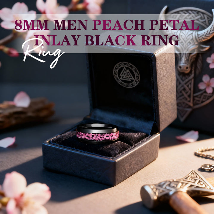 FREE Today: 8mm Men Peach Petal Inlay Black Ring - image 2