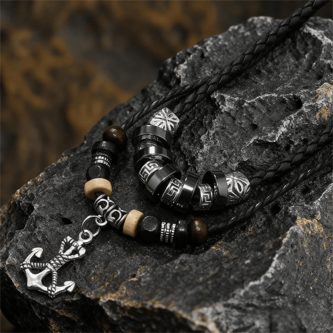 FREE Today: Geometric Engraved Bead Anchor Pendant Necklace - Anchor - image 0