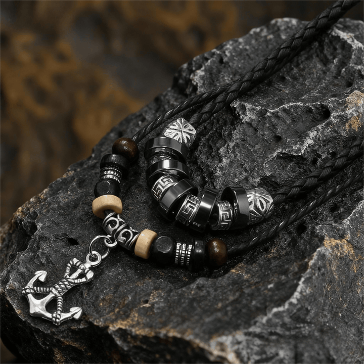 FREE Today: Geometric Engraved Bead Anchor Pendant Necklace - Anchor - image 0