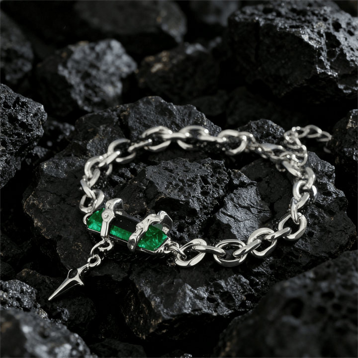 WorldNorse Metallic Link Gem Star Charm Bracelet - Green - image 7