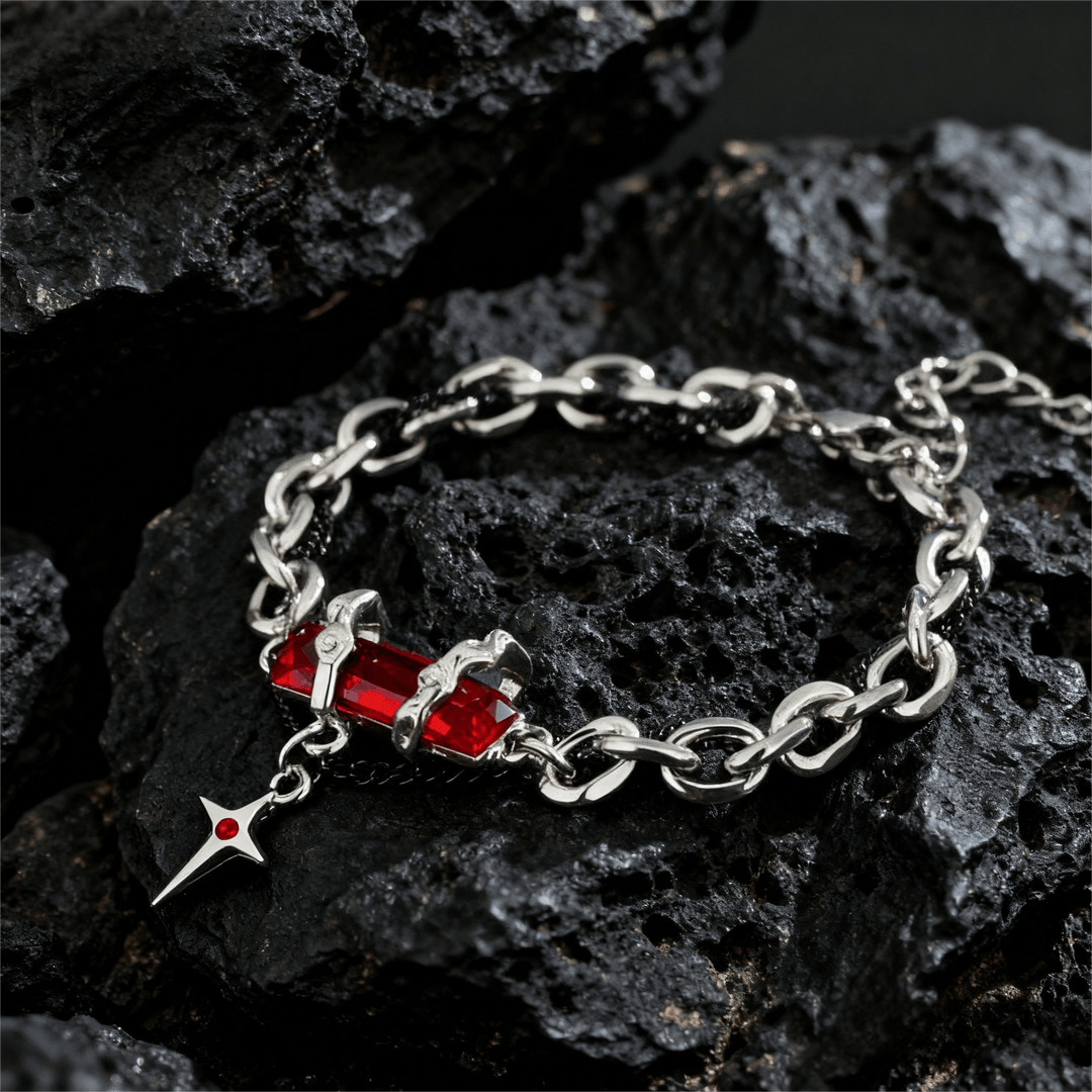 FREE Today: Metallic Link Gem Star Charm Bracelet - Red - image 6