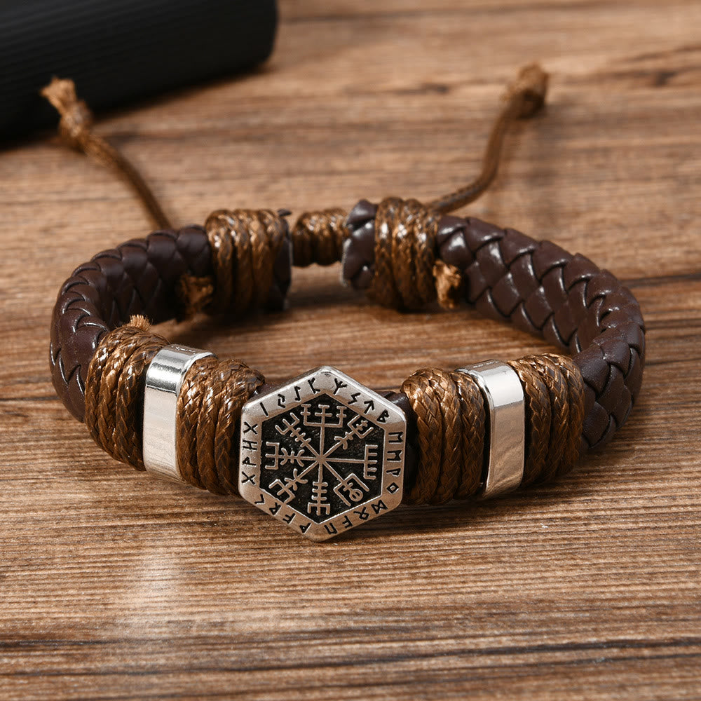FREE Today: Viking Rune Adorned Twisted Leather Bracelet - image 1