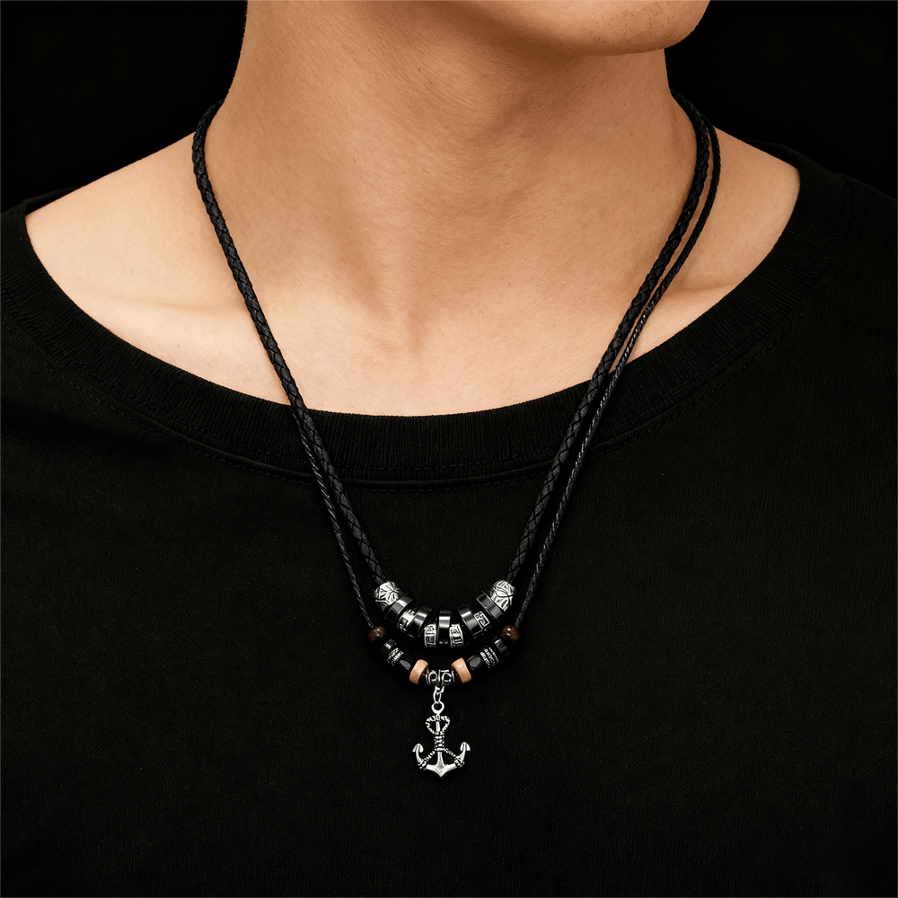 FREE Today: Geometric Engraved Bead Anchor Pendant Necklace - image 1