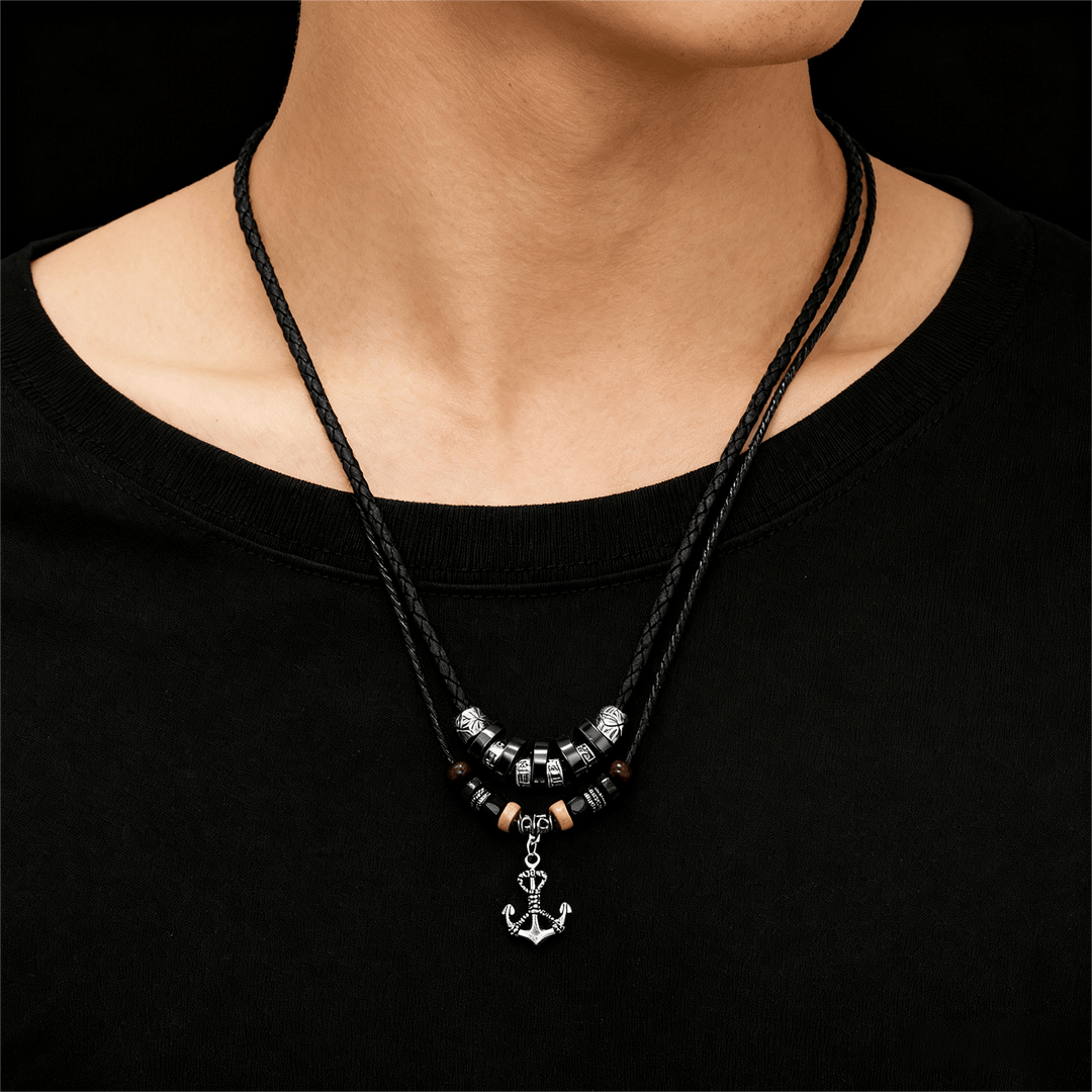 FREE Today: Geometric Engraved Bead Anchor Pendant Necklace - image 1