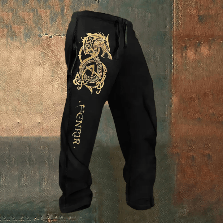 WorldNorse Fenrir Norse Dragon Knotwork Sweatpants - US/UK/AU52，EU62 (6XL) - image 0