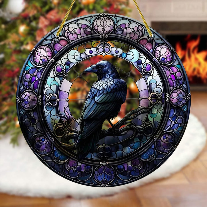WorldNorse Violet Tone Stained Glass Raven Christmas Hanging Ornament - image 3
