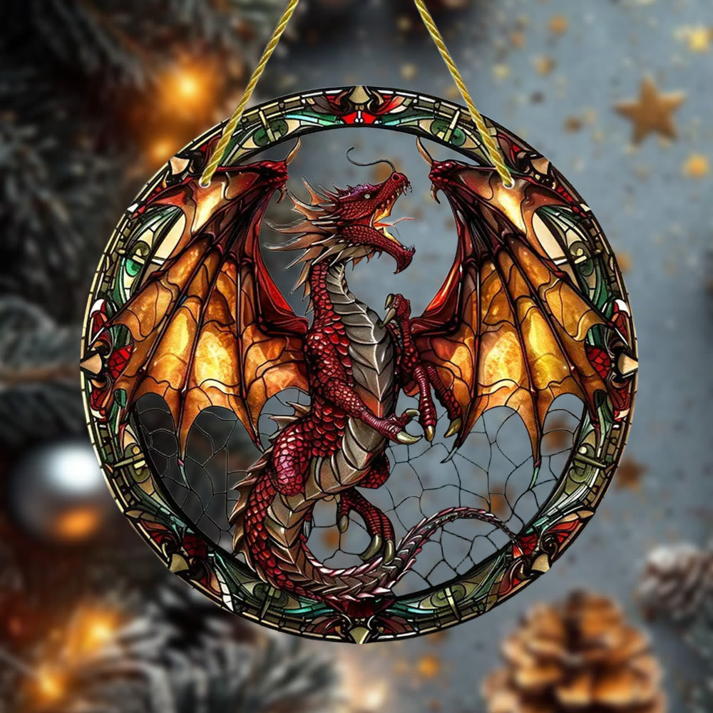 WorldNorse Scarlet Dragon Fiery Wing Christmas Hanging Ornament - image 1