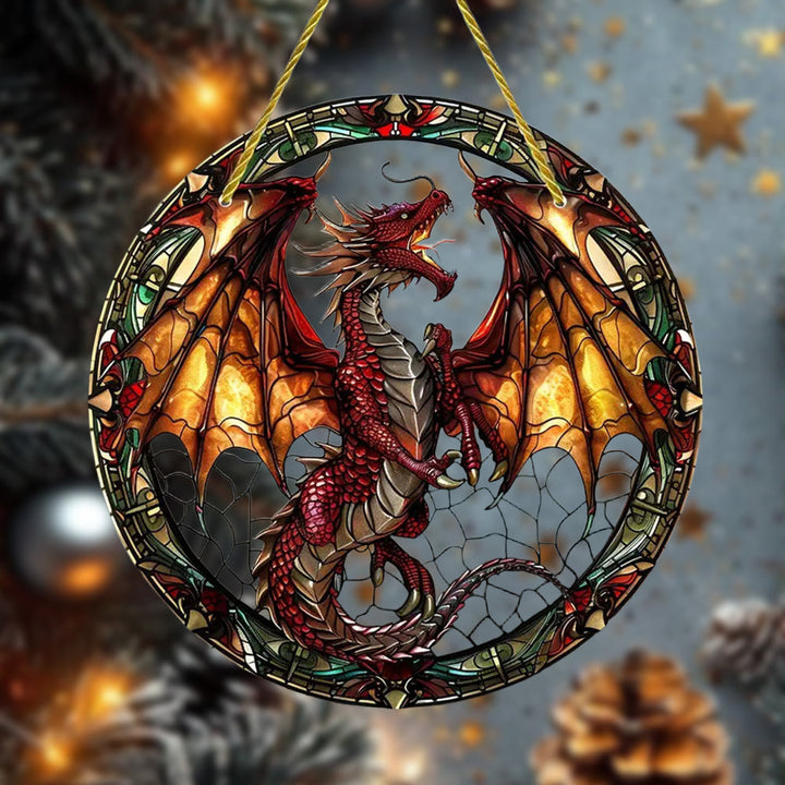 WorldNorse Scarlet Dragon Fiery Wing Christmas Hanging Ornament - image 1