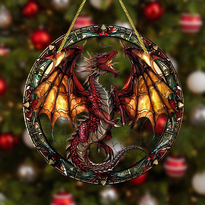 WorldNorse Scarlet Dragon Fiery Wing Christmas Hanging Ornament - Norse Dragon - image 0