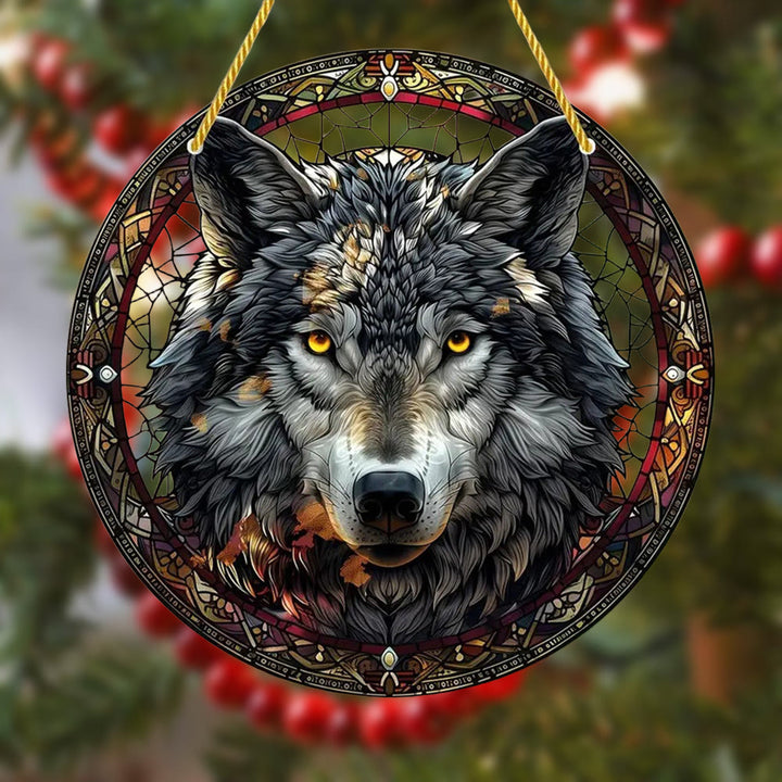 WorldNorse Wolf Visage Glowing Eye Christmas Hanging Ornament - image 1