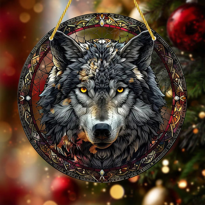 WorldNorse Wolf Visage Glowing Eye Christmas Hanging Ornament - Wolves - image 0