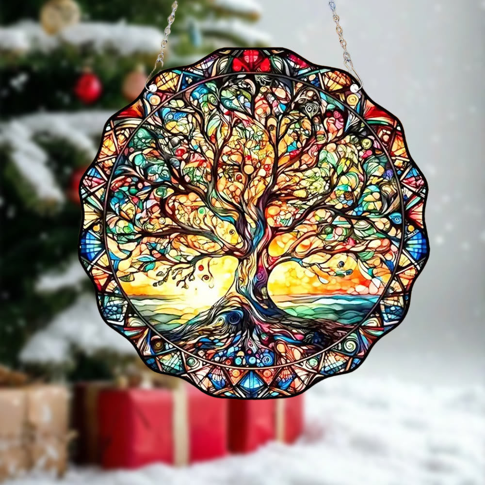 WorldNorse Tree of Life Coastal Sunset Christmas Hanging Ornament - image 1