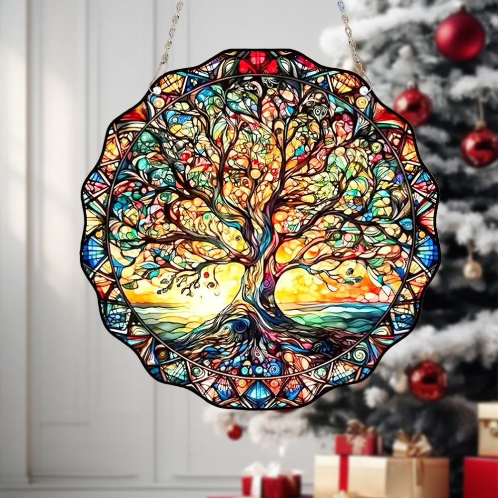 WorldNorse Tree of Life Coastal Sunset Christmas Hanging Ornament - Yggdrasil - image 0