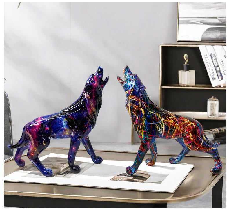 WorldNorse Starry Nebula Howling Wolf Decoration - image 0