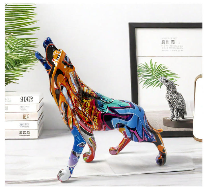 WorldNorse Starry Nebula Howling Wolf Decoration - Colorful Wolf - image 4