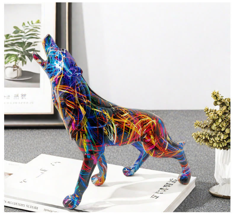 WorldNorse Starry Nebula Howling Wolf Decoration - Graffiti Wolf - image 7