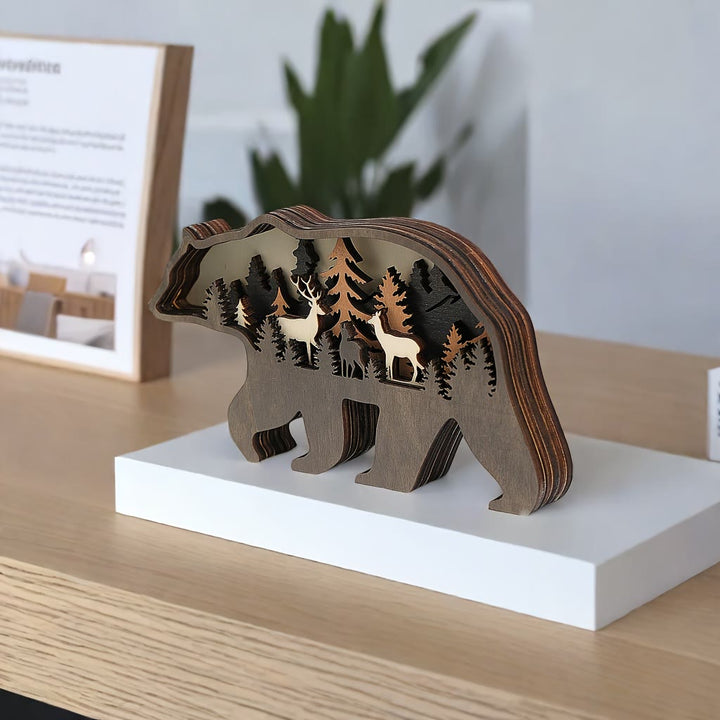 WorldNorse Christmas Wandering Bear Deer Grove Wooden Decoration - image 6