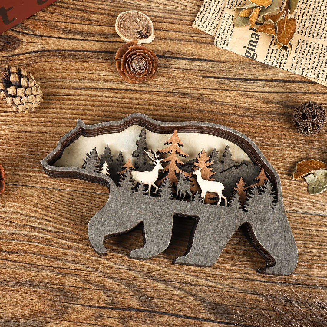WorldNorse Christmas Wandering Bear Deer Grove Wooden Decoration - image 8