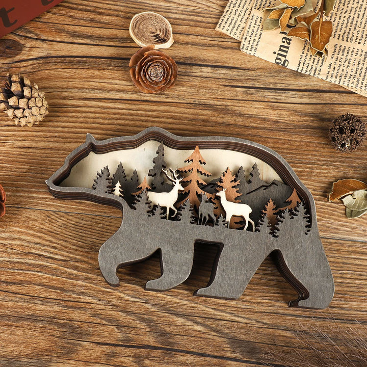 WorldNorse Christmas Wandering Bear Deer Grove Wooden Decoration - image 8