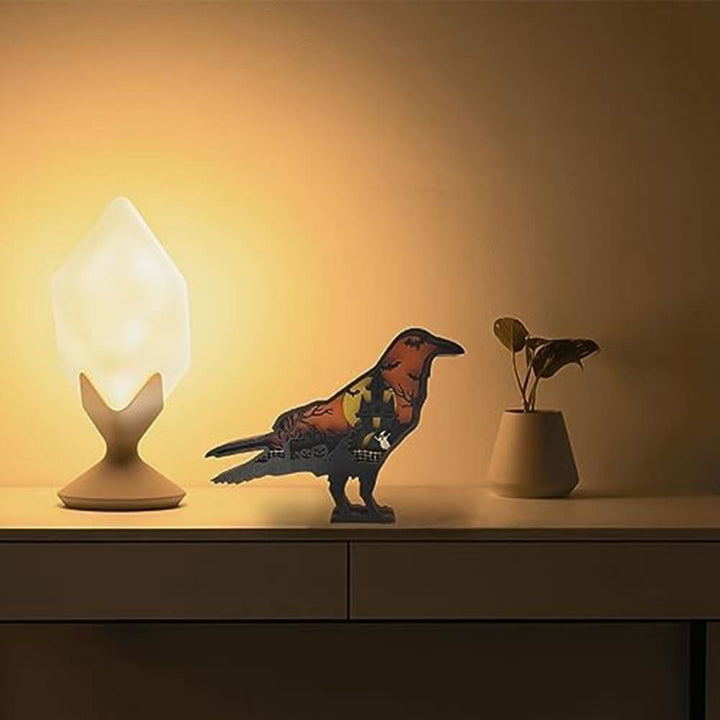 WorldNorse Christmas Raven Haunted Castle Pumpkin Wooden Decoration - image 5