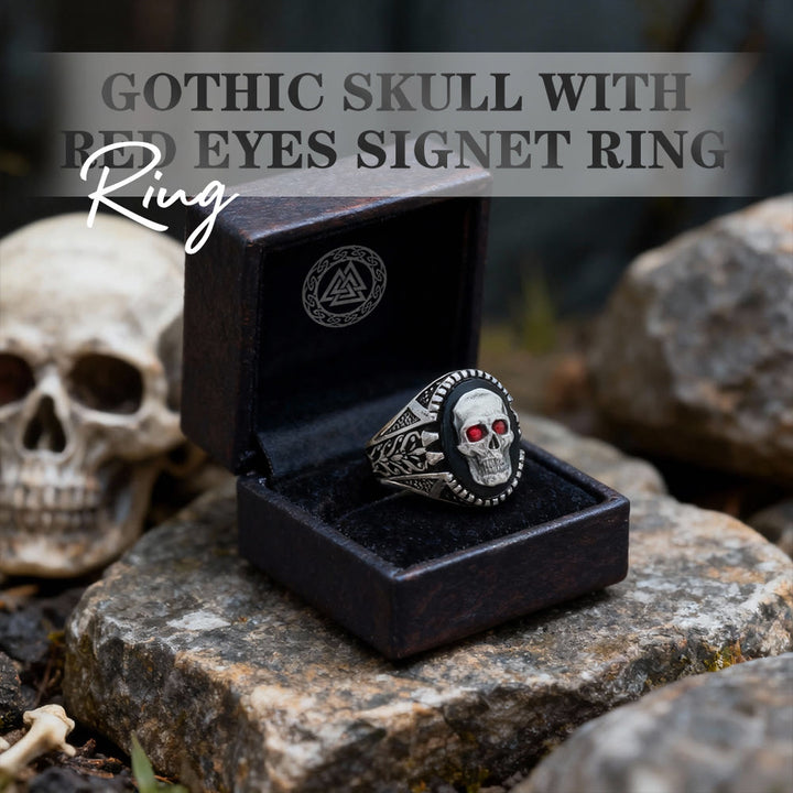 FREE Today: Gothic Skull with Red Eyes Signet Ring - image 2