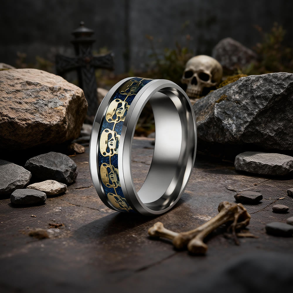 FREE Today: Gothic Stainless Steel Skull Head Ring - Blue & Silver - US 13 - image 5